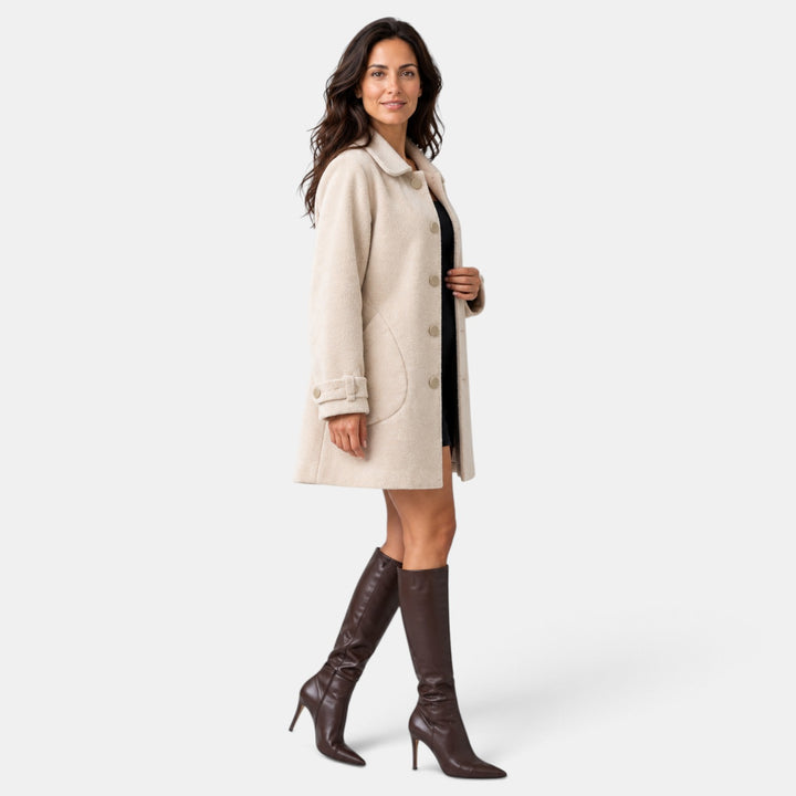 Women’s Beige Oversized Button Front Coat