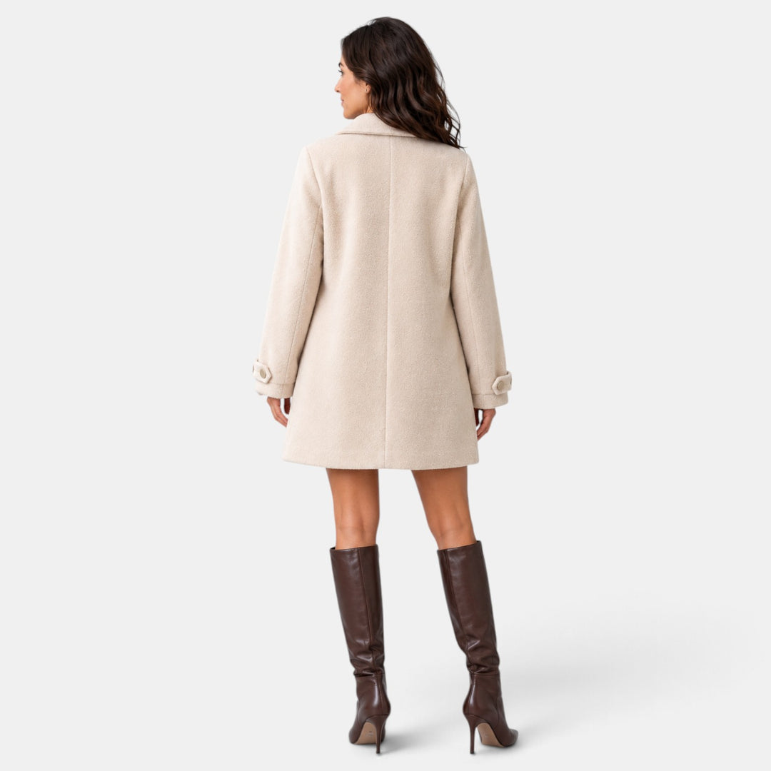 Women’s Beige Oversized Button Front Coat