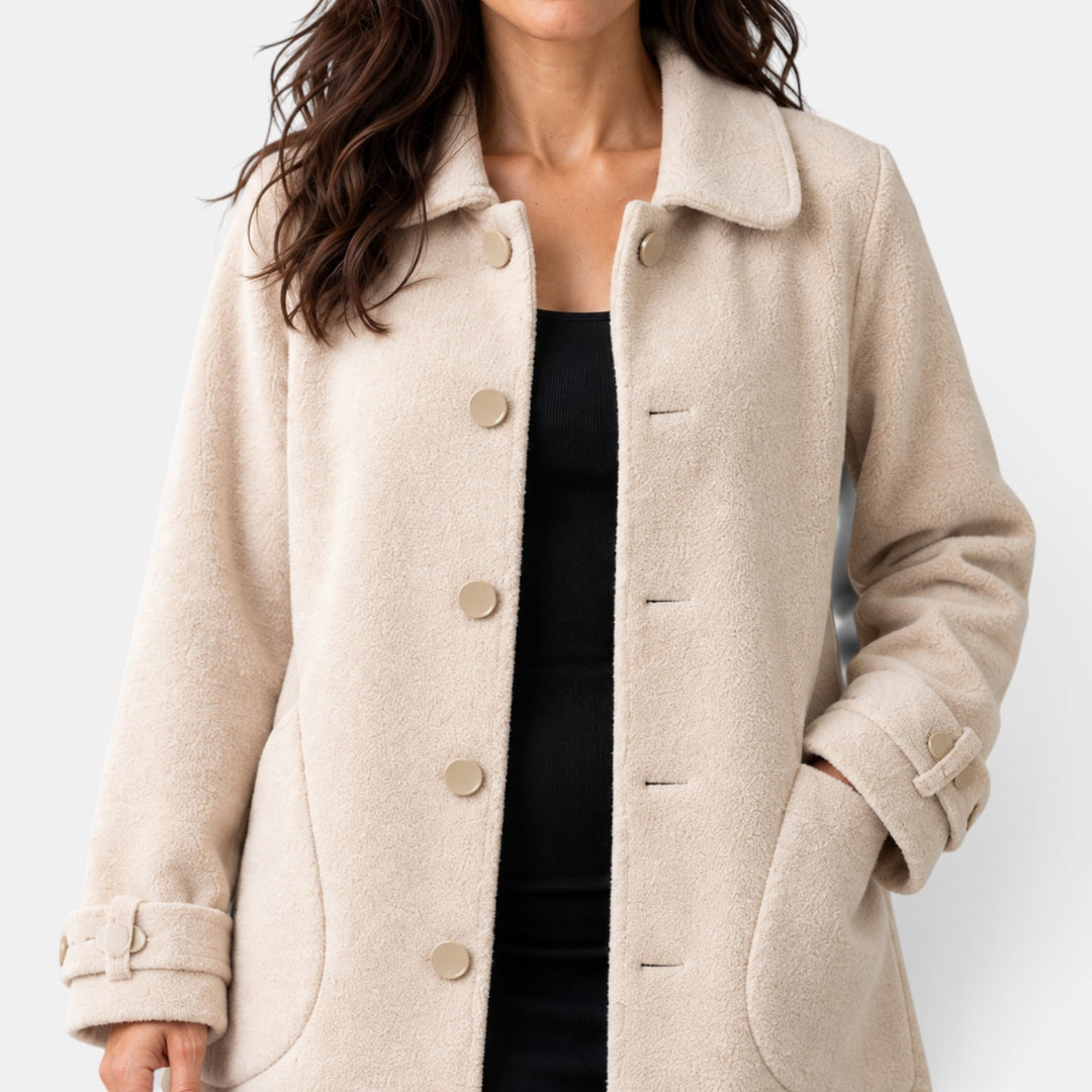 Women’s Beige Oversized Button Front Coat